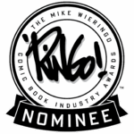 Logo for the Ringo Award The Mike Wieringo Comic Book Industry Awards Nominee black and white